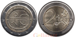 Бельгия. 2 евро 2009 год. 10 лет монетарной политики ЕС (EMU) и введения евро.
