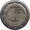  Бельгия. 2 евро 2009 год. 10 лет введения евро. 