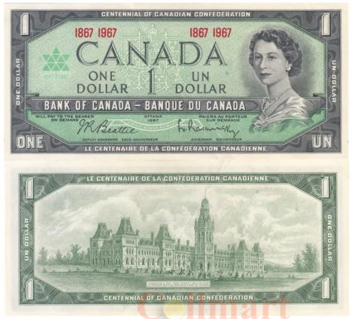  Бона. Канада 1 доллар 1967 год. Выпуск 1967 года "Столетие Канадской конфедерации". (Пресс-AU) 