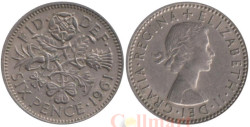 Великобритания. 6 пенсов 1961 год.