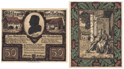 Бона. Германия. Артерн 50 пфеннигов 1921 год. Выпуск, посвященный Гёте, вар. 3. Нотгельд. (XF)