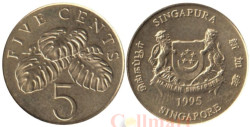 Сингапур. 5 центов 1995 год. Монстера деликатесная.