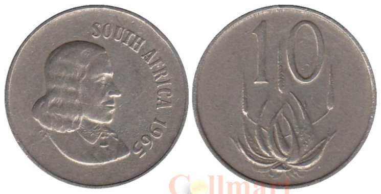  ЮАР. 10 центов 1965 год. Ян ван Рибек. Алоэ. (SOUTH AFRICA) 