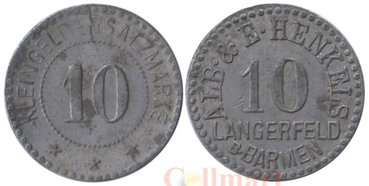  Германия. Лангерфельд в г. Бармен. 10 пфеннигов без года выпуска. Нотгельд. 